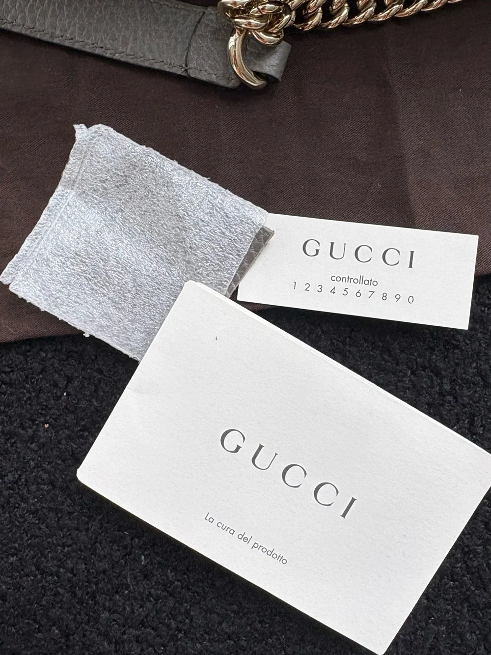 Gucci Gray Leather Top-Handle Shoulder Bag with Gold Hardware